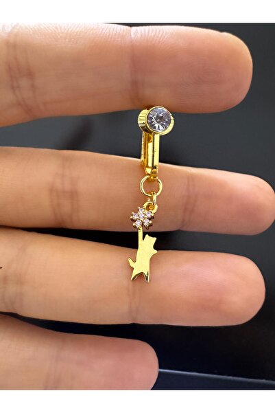 Arescollection DELİKSİZ ( delik gerektirmeyen) KLİPSLİ ZİRKON TAŞLI GÖBEK PİE...