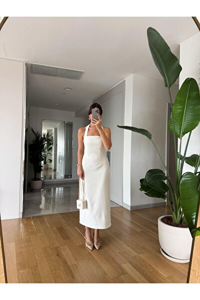 ASEDE Μίντι φόρεμα με λουράκι με λαιμόκοψη με λεπτομέρεια με λαιμόκοψη