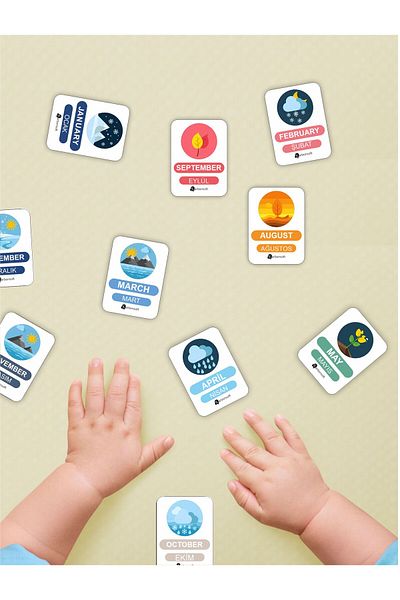 karbonsoft English Montessori Learning Cards - Wooden Turkish Season Cards, Training Set