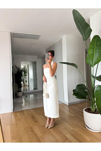 ASEDE Μίντι φόρεμα με λουράκι με λαιμόκοψη με λεπτομέρεια με λαιμόκοψη