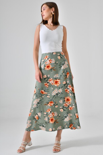 Saade Fustă țesută midi Florală Mentă