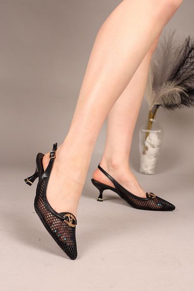 Birikon Novara Buckle Mesh Stiletto Black