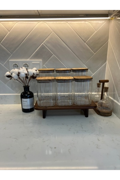 Sade Hediye 6'lı Akasya Stantlı Baharatlık/Vazo ve Yağdanlık Seti