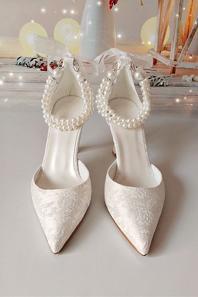 Modavien Women's 7 cm High Wedding Shoes with Pearls