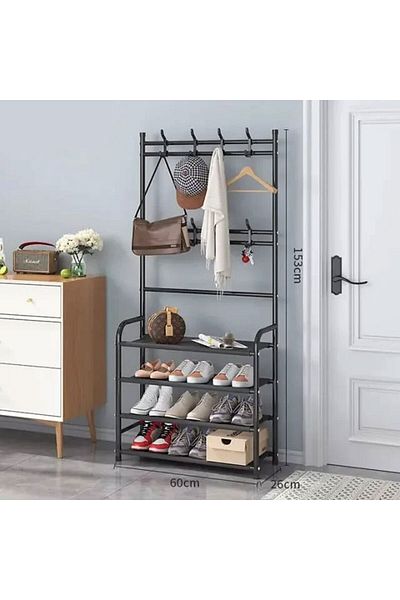 Muchmy 4 Tiers Multi Functional Shoe And Hat Rack Space Saving Coat Shoes Organizer