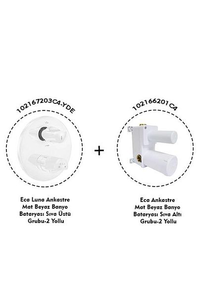 Eca Myra Concealed Matte White Bathroom Faucet 2 Piece Set / 2 Way (102167203C4-Yde 102166201C4)