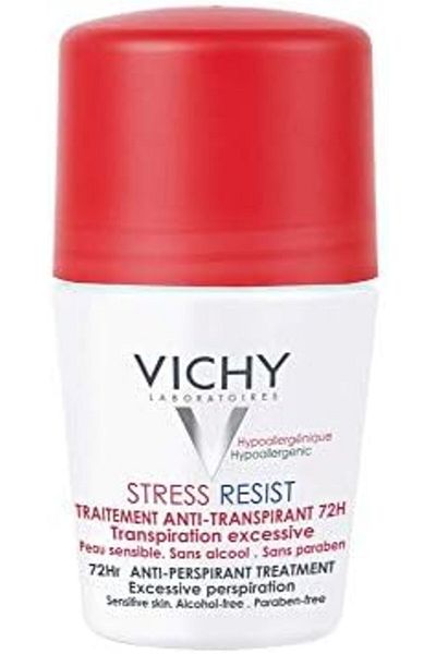 Vichy Stress Resist 72-Hour Roll-On Deodorant, 1.7 oz, 50 ml, Vichy, White