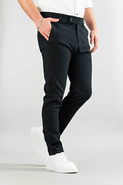bombe Erkek Lacivert Slim Fit Bilek Boy Esnek Likralı Kumaş Pantolon