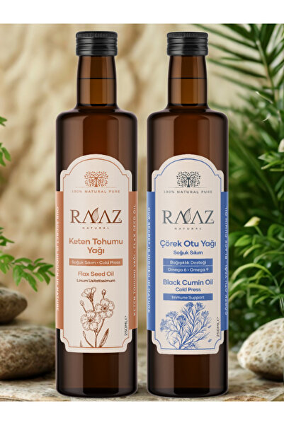 RAAZ Avantajlı 2’li Yağ Seti – Çörekotu Yağı 250 ml Keten Tohumu Yağı 250 ml %100 Soğuk Sıkım Doğal