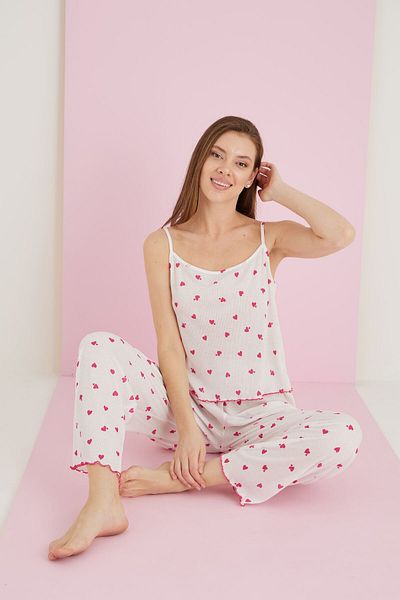 ELİTOL Reported Viscose Thin Strap Pajama Suit
