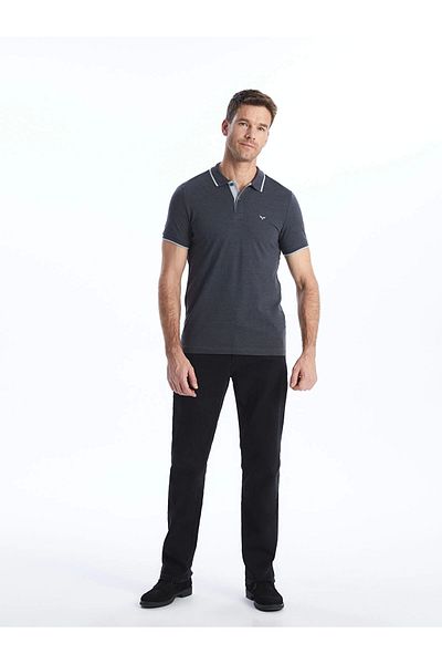 LC Waikiki Ανδρικό μπλουζάκι LCWAIKIKI Classic Anthracite Polo με κοντό μανίκι Pique