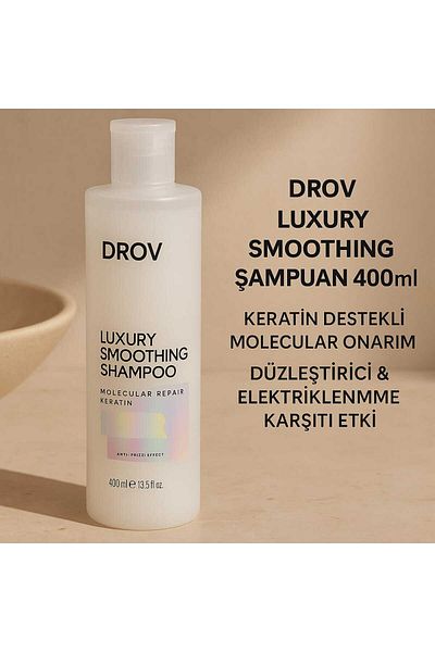 DROV KOZMETİK Luxury Smoothing Shampoo 400ml Keratin Supported Molecular Repair Straightening Anti-Frizz