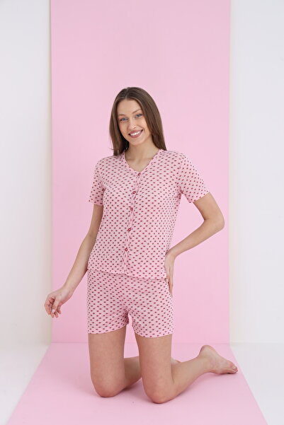 ELİTOL Жаккардовий віскозний комплект з V-подібним коміром та ґудзиками