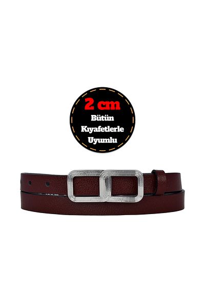 GoDeri 100% piele naturală, curea subțire de 2 cm roșu claret pentru femei cu cataramă argintie; centura rochie, centura pantalonilor _ OCHEARE