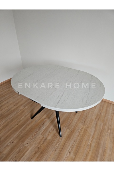 Enkare Oliva Yuvarlak Açılabilir Masa 100x100 - 100x140 | Mutfak Ve Salon Masası MDF