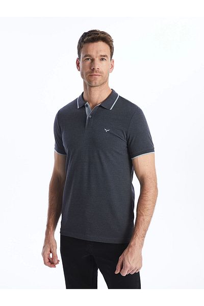 LC Waikiki Ανδρικό μπλουζάκι LCWAIKIKI Classic Anthracite Polo με κοντό μανίκι Pique