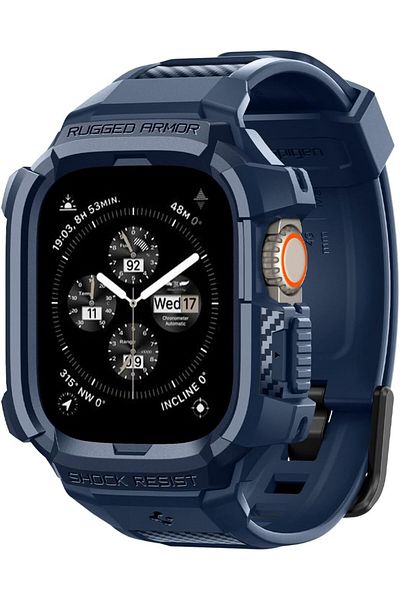Spigen Rugged Armor Pro designed for Apple Watch Ultra 2 / Ultra 49mm Case with Band - Navy Blue