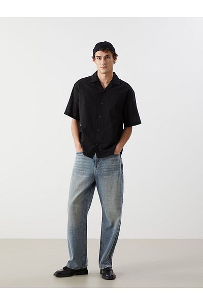 LC Waikiki Ανδρικό πουκάμισο με κοντό μανίκι λινό look