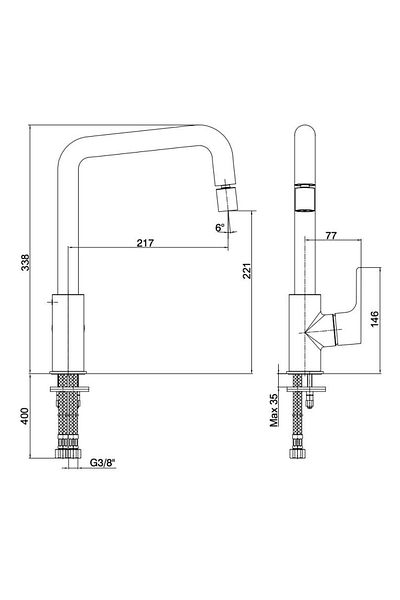 Eca Luna Sink Kitchen Faucet with Movable Tip 102118044