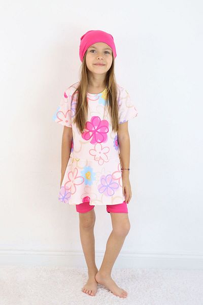 Harika KIDS Girl's Crew Neck Skirted Swimsuit and Leggings Bonnet Included.