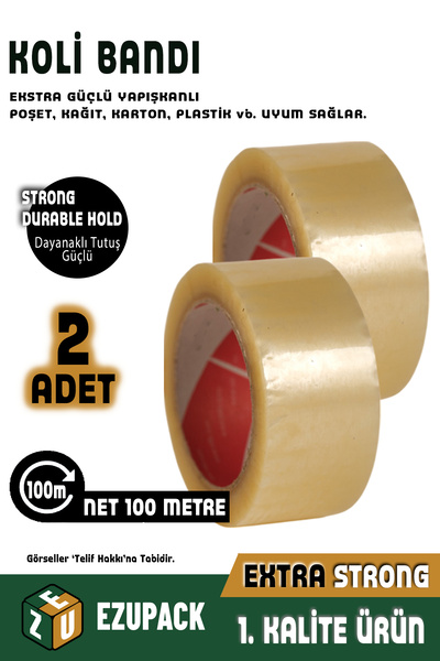 ASTOR AMBALAJ 2 Adet 45x100mt Koli Bandı Taşınma Taşınma Kolisi Poşeti Kapama Bandı Ambalaj Streç Bant