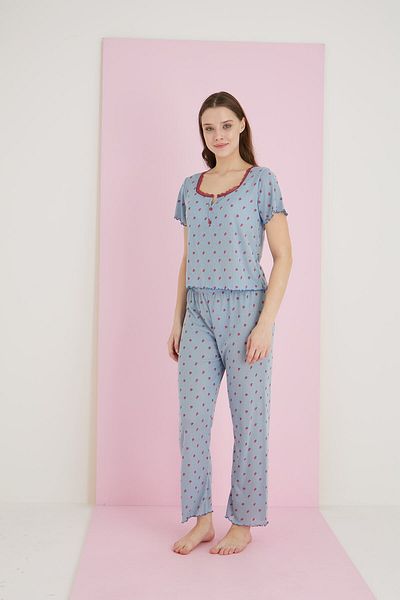 ELİTOL Jacquard Viscose Lace Pajama Set
