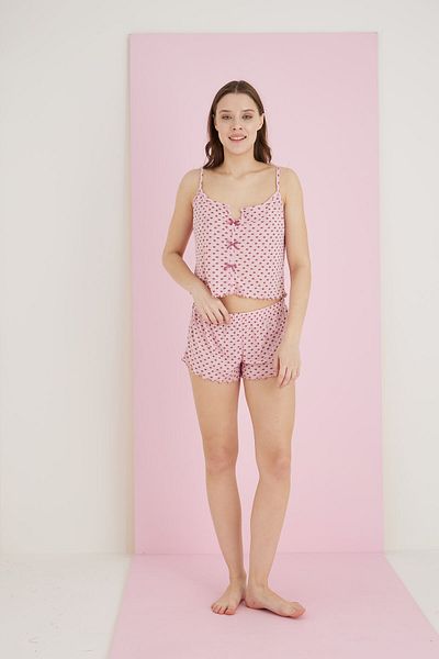 ELİTOL Jacquard Viscose Thin Strap Ribbon Shorts Set