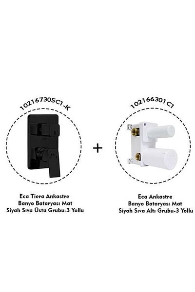 Eca Tiera Concealed Matte Black Bathroom Faucet 2 Piece Set / 3 Ways (102167305C1-K 102166301C1)