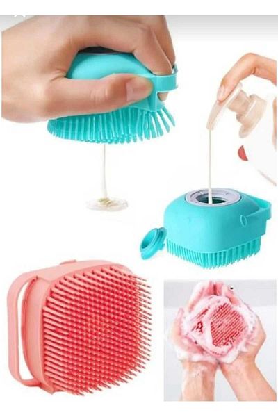 Nofella Silicone Brush Pouch with Shower Gel Chamber Multi-Purpose Body Cleaning Pouch Exfoliating Bath Loofah Dish