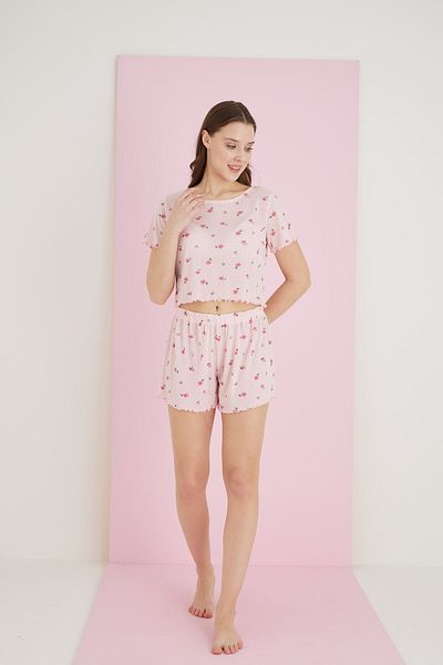 ELİTOL Jacquard Viscose Short Sleeve Shorts Set