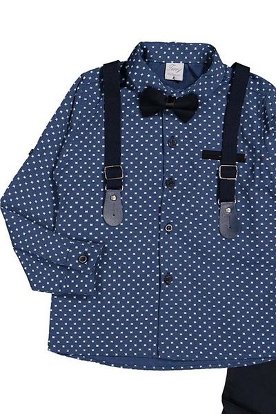 s.t. sebat tekstil Boy's Suit with Patterned Shirt, Suspenders, Bow Tie and Trousers Sb301