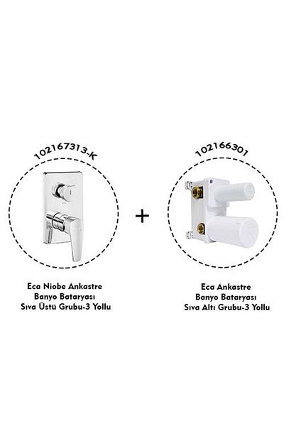 Eca Niobe Concealed Bathroom Faucet 2 Piece Set / 3 Way (102167313-K 102166301)