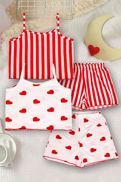 Harika KIDS Lányok nyári 2 részes pizsama szett nadrágtartóval és rövidnadrággal