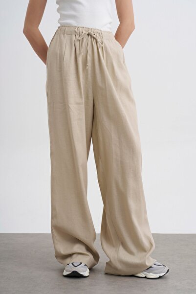 canelibutik Women's Summer Linen Pants – High Waist and Wide Leg