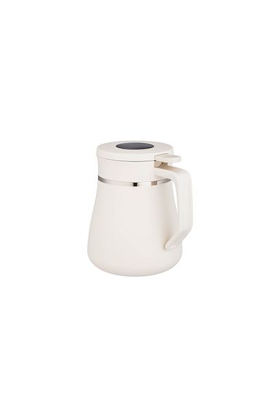 ALSAIF Al-Saif Thermos Stainless Steel Interior and Exterior in White with Silver Dior, 1L Capacity