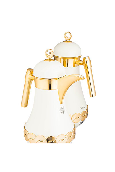 ALSAIF Al Saif Joyla Flask Set With White And Gold Shine Finish
