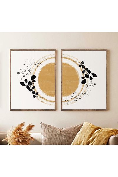 Dekorsiahome Set de masă pentru sufragerie, hol, bucătărie, 2 bucăți, cu cadru din lemn SET3157