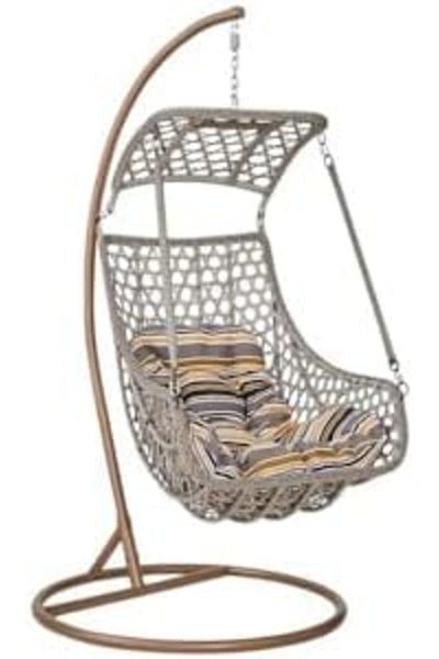 l'elefante Outdoor & Indoor Hanging Swing Chair with Stand – Single Seater Egg Hammock Chair with Rattan Wick
