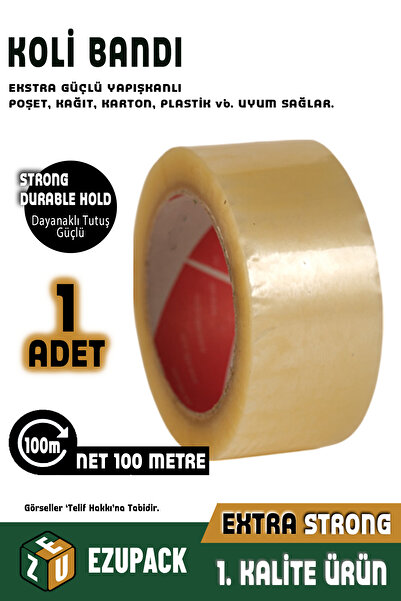 ASTOR AMBALAJ 1 Adet 45x100mt Koli Bandı Taşınma Taşınma Kolisi Poşeti Kapama Bandı Ambalaj Streç Bant