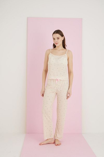 ELİTOL Reported Viscose Thin Strap Pajama Suit