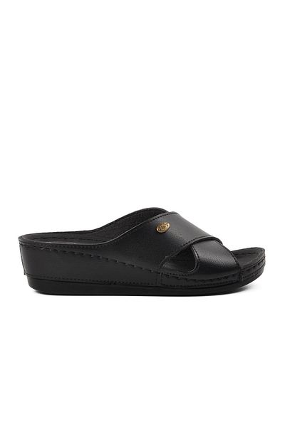 Aspor Black Women's Wedge Heel Slippers