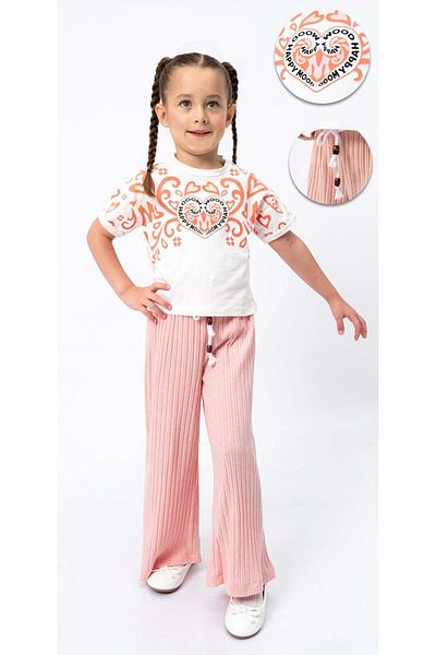 s.t. sebat tekstil Short Sleeve Badi, Belmando Long Pants Girls Set Sb2120