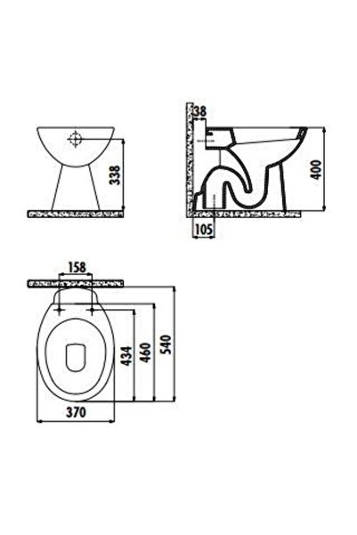 Creavit Klozet Alttan Çıkışlı-Tek Klozet-Kapak Hariç TP340