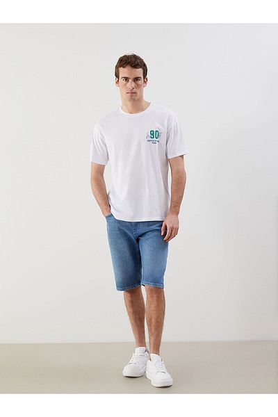 LC Waikiki Ανδρικό μπλουζάκι από χτενισμένο βαμβακερό κοντό μανίκι με λαιμόκοψη