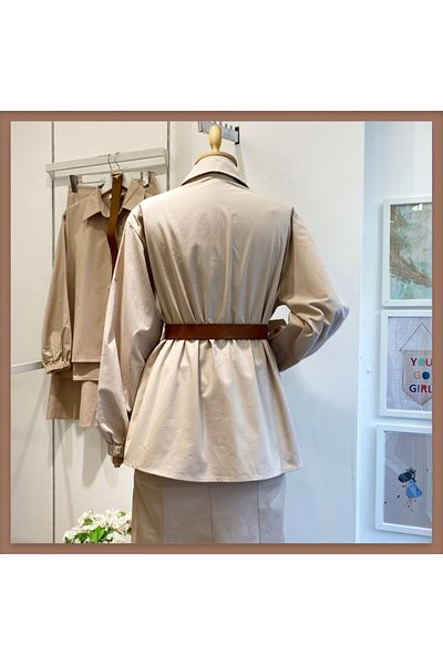 Faya Boutique Σετ βιζόν με ζώνη και λεπτή φούστα Gabardine