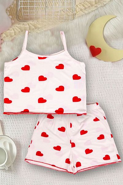 Harika KIDS Lányok nyári 2 részes pizsama szett nadrágtartóval és rövidnadrággal