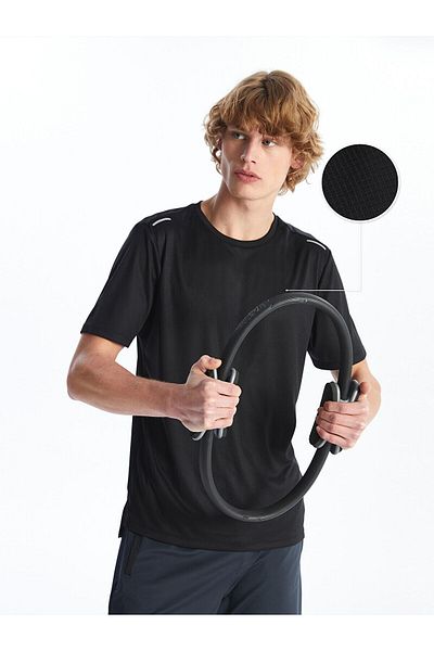 LC Waikiki Tricou texturat sport pentru bărbați cu mânecă scurtă cu gât rotund