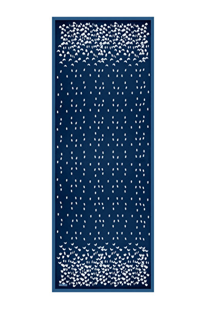 Bursa İpek Navy Blue Snowdrop Pattern Twill Silk Shawl