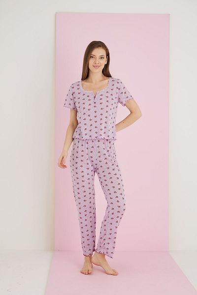 ELİTOL Jacquard Viscose Lace Pajama Set
