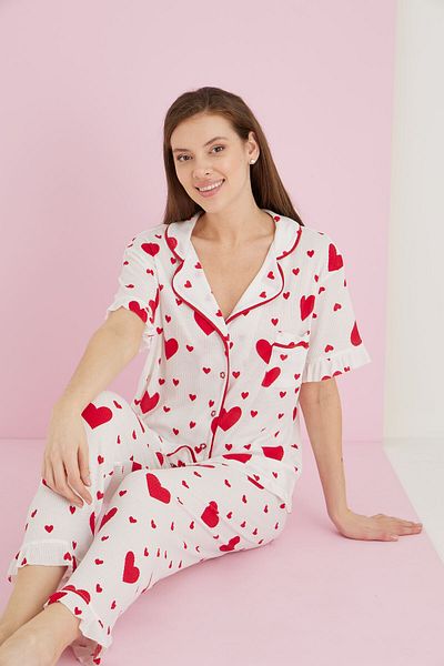ELİTOL Reported Viscose Buttoned Pajama Set